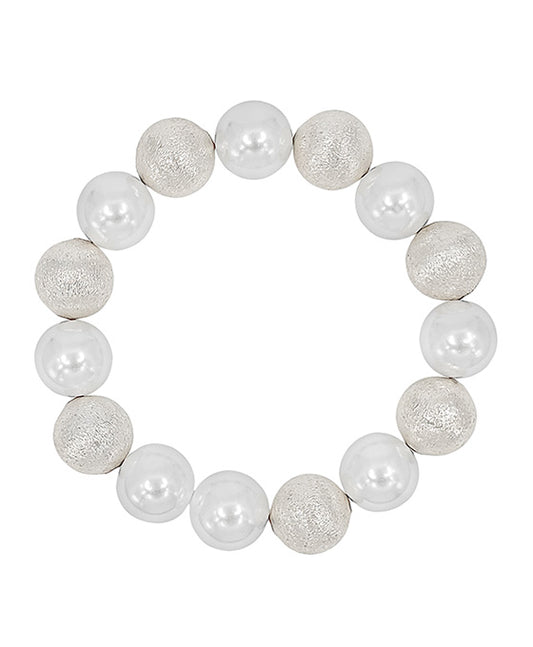 14mm Pearl w/ Satin Ball Accent Bracelet