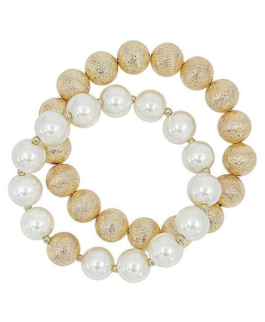 12mm Pearl w/ Satin Ball Accent Bracelet