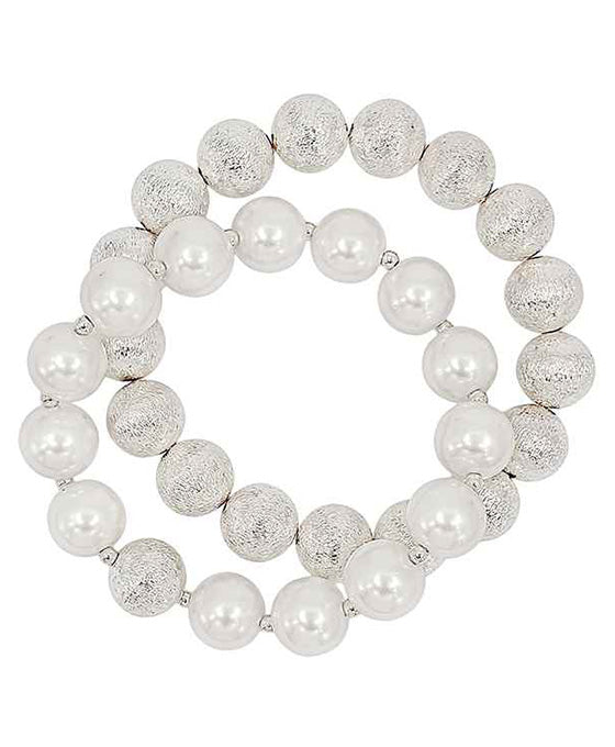12mm Pearl w/ Satin Ball Accent Bracelet