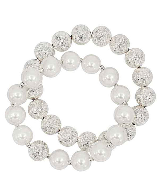12mm Pearl w/ Satin Ball Accent Bracelet