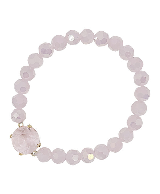 Round Crystal Accent Glass Beads Bracelet
