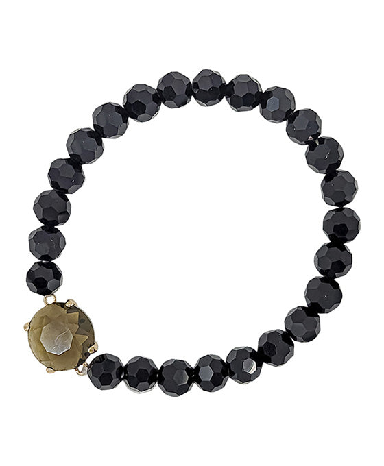 Round Crystal Accent Glass Beads Bracelet