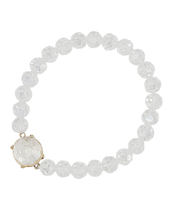 Round Crystal Accent Glass Beads Bracelet