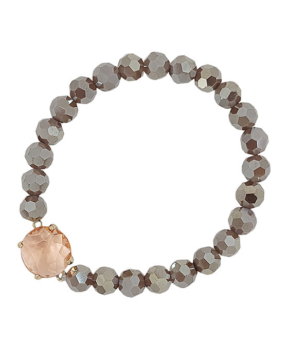 Round Crystal Accent Glass Beads Bracelet