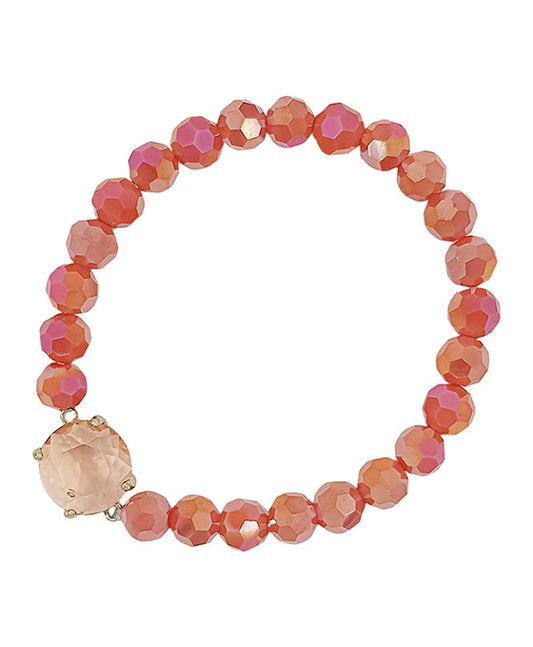 Round Crystal Accent Glass Beads Bracelet