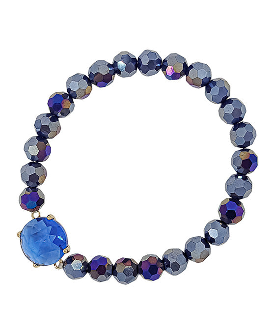 Round Crystal Accent Glass Beads Bracelet