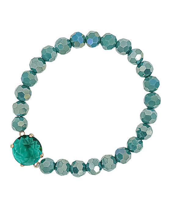 Round Crystal Accent Glass Beads Bracelet