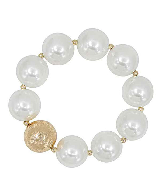 Glass Pearl w/ CCB Stretch Bracelet