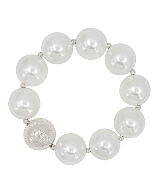 Glass Pearl w/ CCB Stretch Bracelet