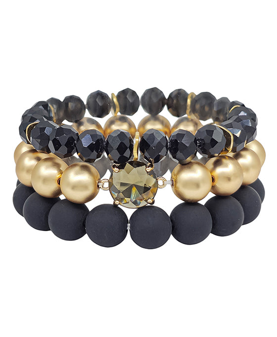 Clay & Crystal Accent Beaded Bracelet