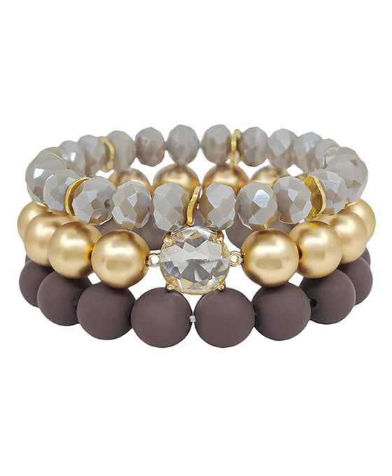 Clay & Crystal Accent Beaded Bracelet