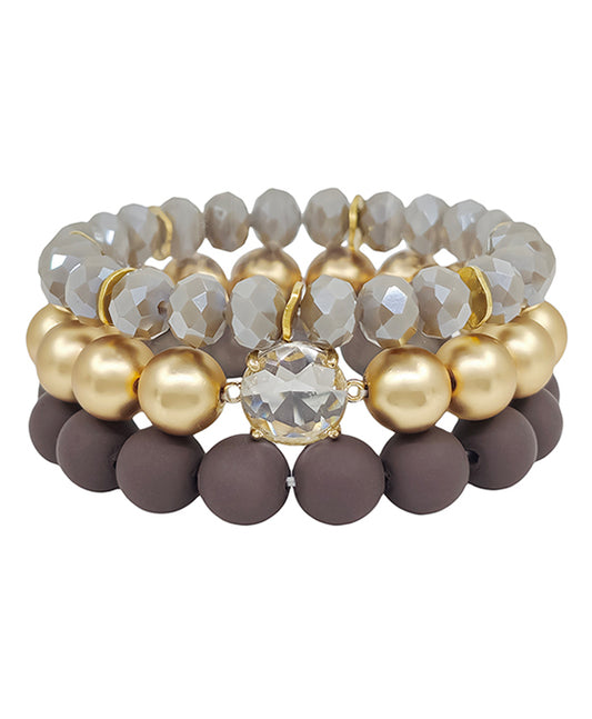 Clay & Crystal Accent Beaded Bracelet