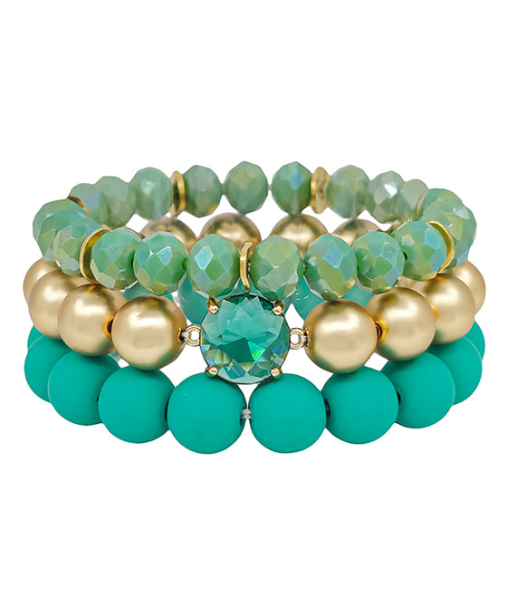 Clay & Crystal Accent Beaded Bracelet