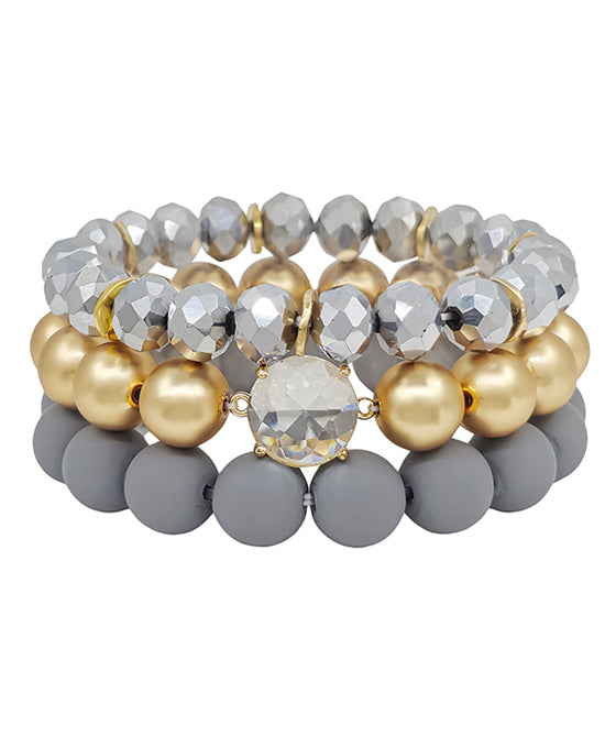 Clay & Crystal Accent Beaded Bracelet