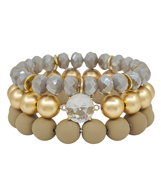Clay & Crystal Accent Beaded Bracelet