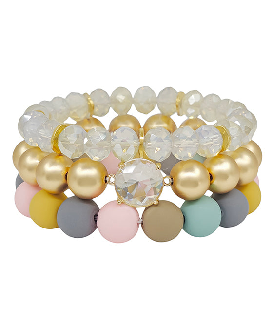 Clay & Crystal Accent Beaded Bracelet