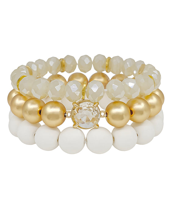Clay & Crystal Accent Beaded Bracelet
