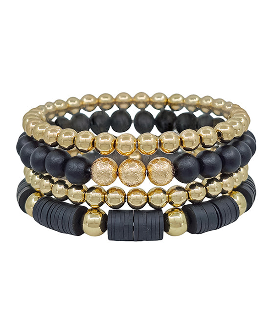 4 Set Wood & Rubber CCB Bracelet