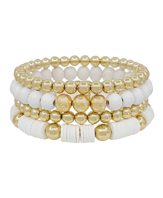 4 Set Wood & Rubber CCB Bracelet