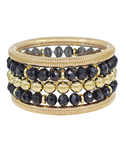 5 Set Glass Beads & Metal CCB Bracelet