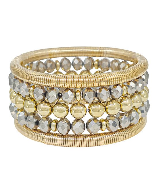 5 Set Glass Beads & Metal CCB Bracelet