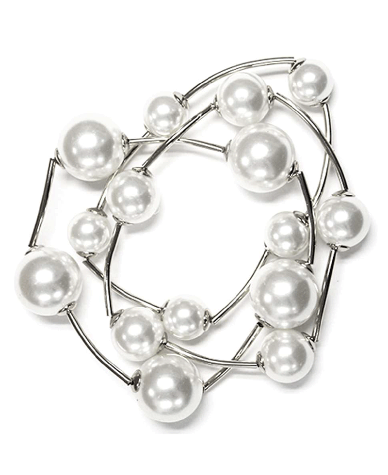 Wire Linked Glass Pearl Bracelet