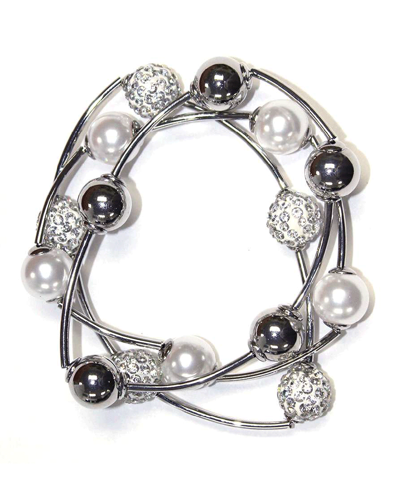 Wire Linked Pearl & CCB Bracelet