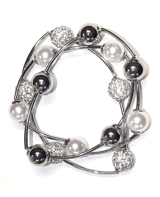 Wire Linked Pearl & CCB Bracelet