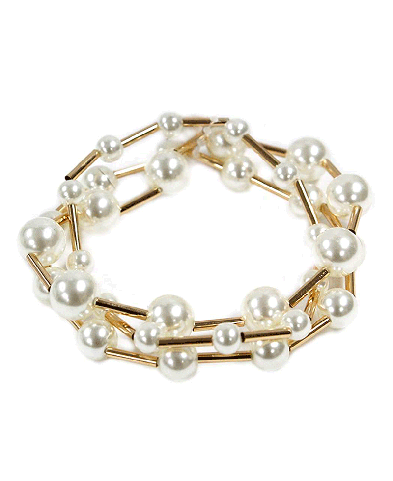 Multi Pearl & Metal Links Bracelet