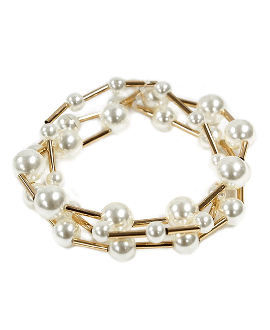 Multi Pearl & Metal Links Bracelet