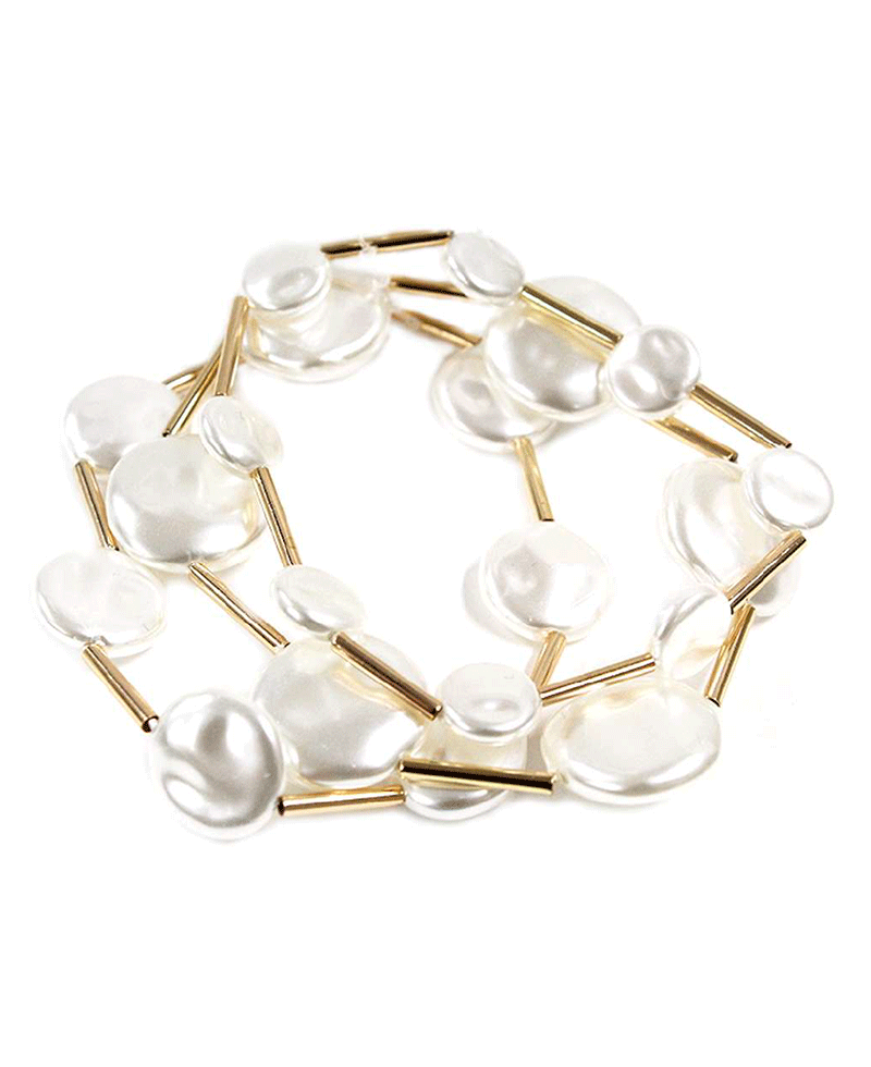 Multi Pearl & Metal Links Bracelet