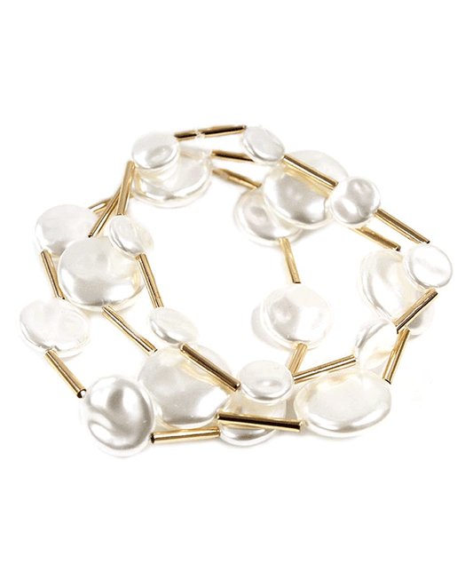 Multi Pearl & Metal Links Bracelet