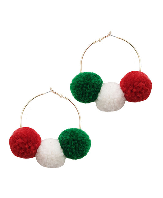 Pompom Hoop Earring