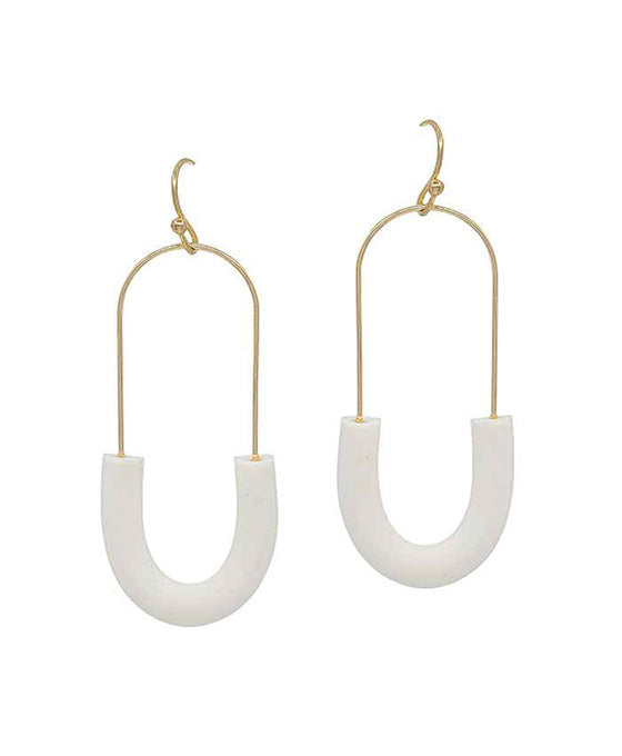Half Oval Shape Clay Wire Earring
