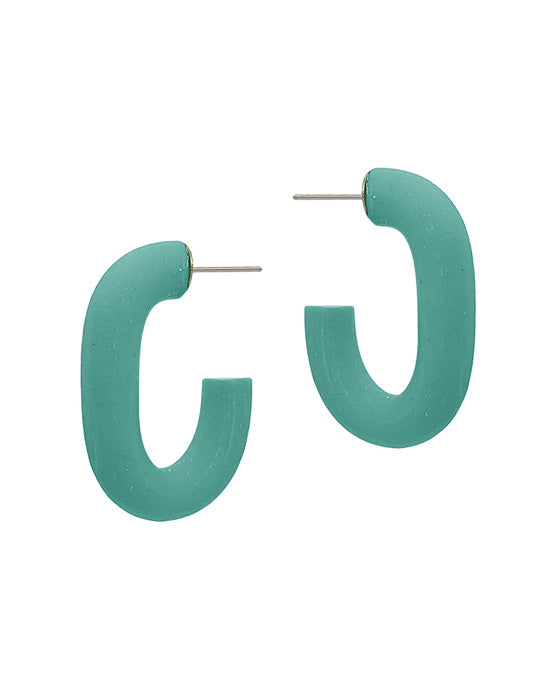 1.3 Inches Oval Shape Clay Hoop Earring