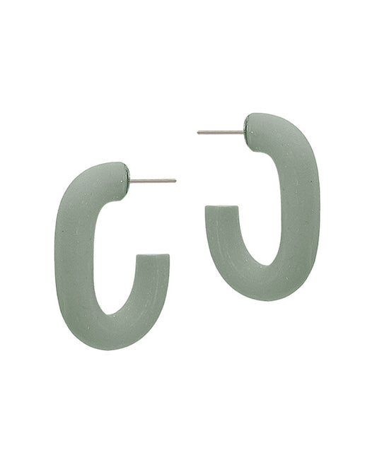 1.3 Inches Oval Shape Clay Hoop Earring