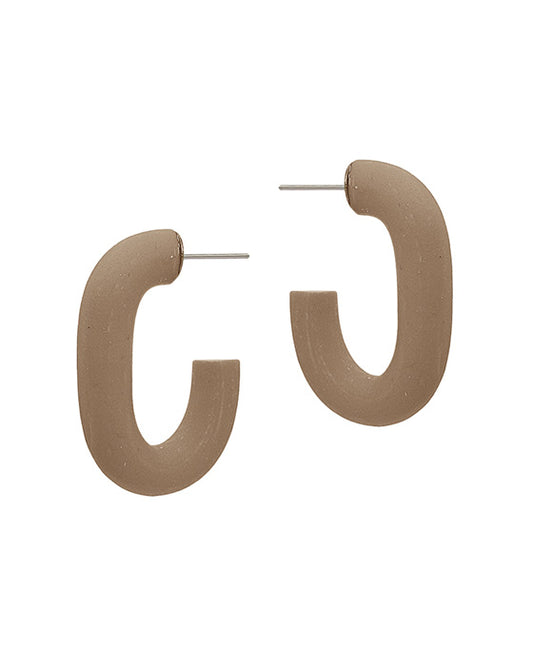 1.3 Inches Oval Shape Clay Hoop Earring
