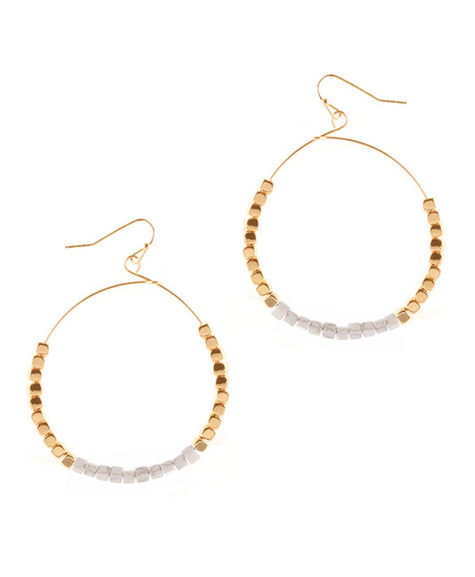 Semi Precious & Metal Nugget Earring