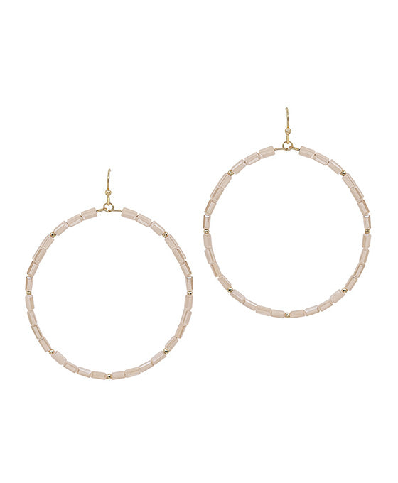 Square Glass Beads Round Earring