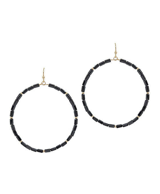 Square Glass Beads Round Earring