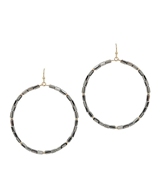 Square Glass Beads Round Earring