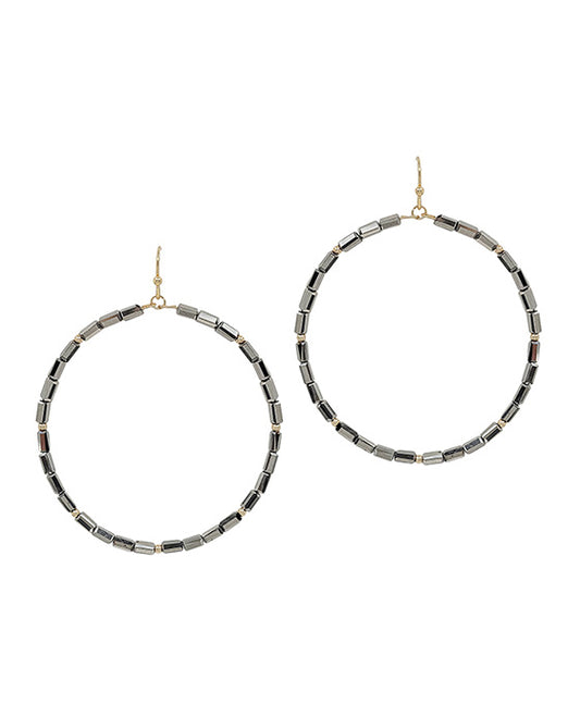 Square Glass Beads Round Earring
