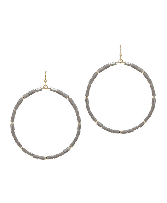 Square Glass Beads Round Earring