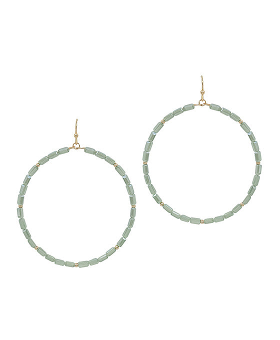 Square Glass Beads Round Earring