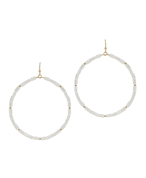 Square Glass Beads Round Earring