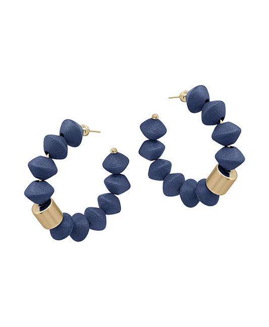 2 Inches Saucer Wood Beads w/ CCB Accent Hoop Earring