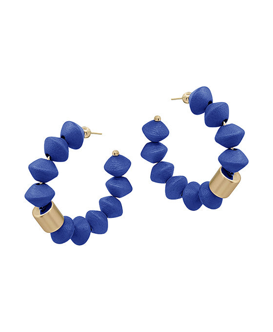 2 Inches Saucer Wood Beads w/ CCB Accent Hoop Earring