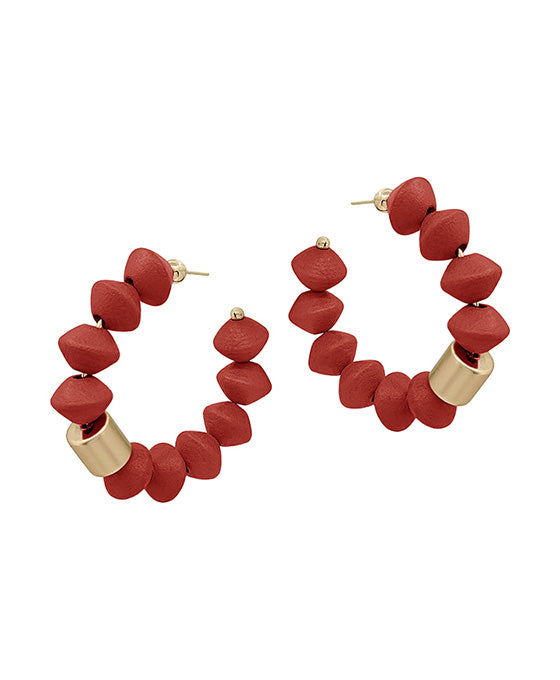 2 Inches Saucer Wood Beads w/ CCB Accent Hoop Earring