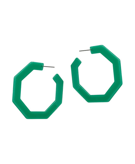 2 Inches Geo Shaped Acetate Hoop Earring