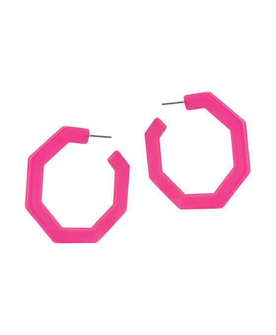 2 Inches Geo Shaped Acetate Hoop Earring